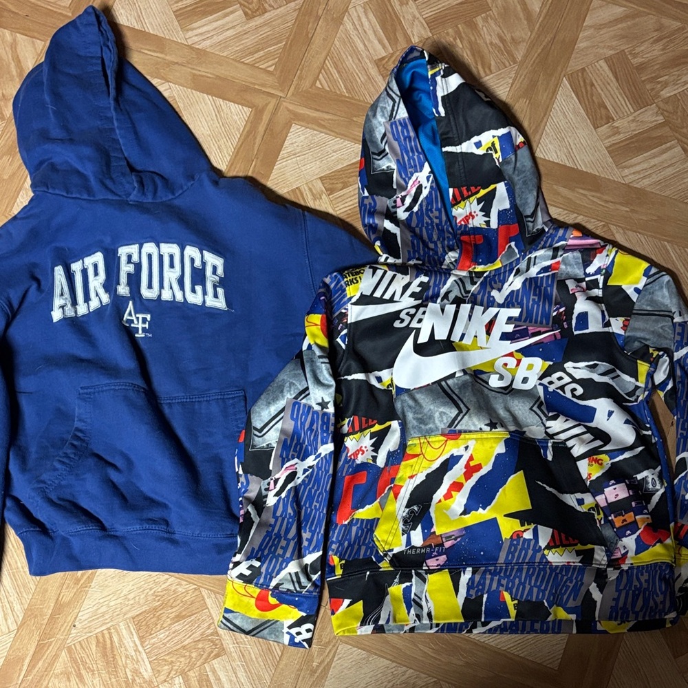 Nike Multicolor Graphic Kids Hoodie with White Logo